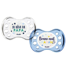 Sucette +6 mois Silicone Anatomique n°A36 Motifs Aléatoires - Lot de 2 sucettes