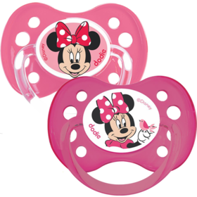 Sucette + 6 mois Silicone Anatomique N°A64 Disney Motifs Aléatoires - Lot de 2 sucettes