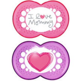 Sucette + 6 mois Silicone Coeur Motifs Aléatoires - Lot de 2 sucettes 