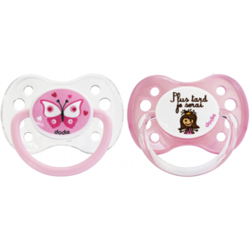 Sucette + 6 mois Silicone n°A13 Motifs Aléatoires - Lot de 2 sucettes 