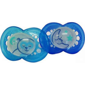 Sucette + 6 mois Silicone Phosphorescente Motifs Aléatoires - Lot de 2 sucettes 