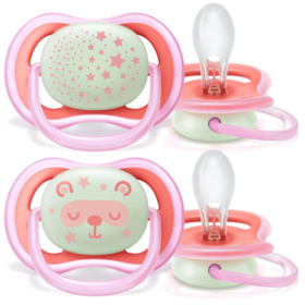 Sucette Nuit Ultra Air Rose 6-18 mois Motifs Aléatoires - Lot de 2 sucettes