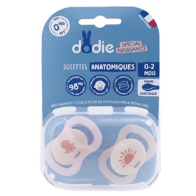 Sucettes 0-2 mois Silicones Anatomiques Motif Pieuvre-Soleil - Lot de 2 Sucettes