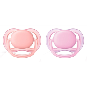 Sucettes 0-6 mois Silicone Orthodontique Ultra-Air Rose - Lot de 2 sucettes