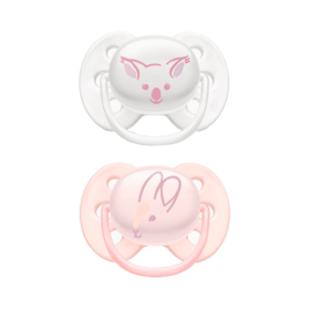 Sucettes 0 à 6 mois Ultra Soft FlexiFit - Motifs aléatoires - Lot de 2 sucettes