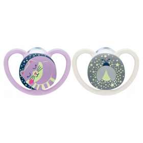 Sucettes Silicone Space Night 18-36 mois Fille - Lot de 2 sucettes	