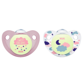 Sucettes Silicone Taille 2 Trend Night Fille Motifs Aléatoires - Lot de 2 sucettes