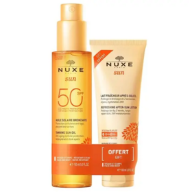 Nuxe Sun Huile Solaire Bronzante SPF50 150 ml + Lait Fraîcheur Après-Soleil 100 ml Offert