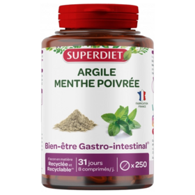 Superdiet Argile Menthe poivrée comprimés 250 comprimés