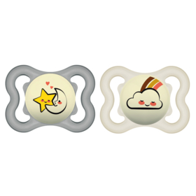 SUPREME NUIT - Sucette 2-6 mois Silicone Motifs Aléatoires - Lot de 2 sucettes