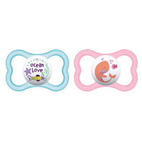 SUPREME - Sucettes 6 mois + Silicone Motifs Aléatoires - Lot de 2 sucettes