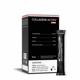 Collagène Actifs Aragan 20 sticks Fraise Yuzu - Peau, articulations et tonicité