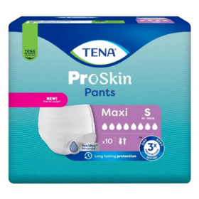 Tena ProSkin Maxi Pants culotte absorbante fuites fortes taille S 65-85 cm — paquet de 10 jour et nuit