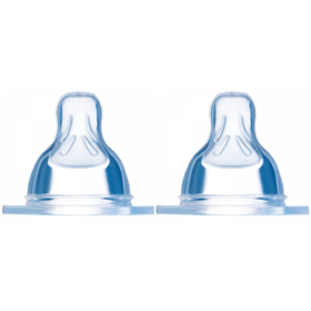 Tétine +0 mois Silicone Débit 0 Extra Transparent - Lot de 2 tétines