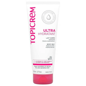 Topicrem Ultra-Hydratant lait corps urée glycérine 200 ml —  peaux sensibles sèches 24h