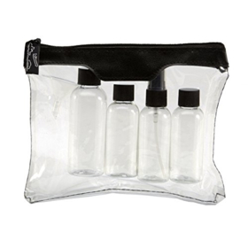 Trousse/ Kit de Voyage Avion transparente : 5 flacons (Modèle Voyage)