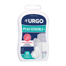 URGO Pansement hypoallergénique peau sensible 30 pansements 3 formats