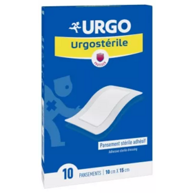 Urgo pansement adhésif stérile 10 pansements 10 cm x 15 cm – protection plaies