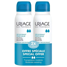Uriage Déodorant fraicheur anti-odeur, Spray anti-humidité peau sensible 2 x 125ml