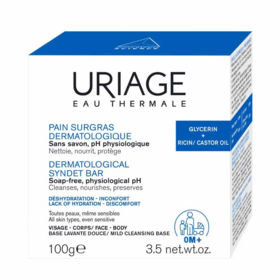 Uriage Derm-Phy Pain surgras dermatologique 100 g – nettoyant visage et corps peaux sensibles