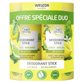 Weleda déodorant stick citrus bergamote lot de 2x50 g — hygiène naturelle 24h