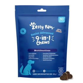Zesty Paws Senior Advanced Multifonctions 9 en 1 dinde 60 friandises en bouchées molles