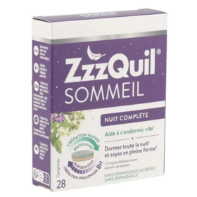 Zzzquil Sommeil nuit complète 28 comprimés – complément mélatonine libération prolongée