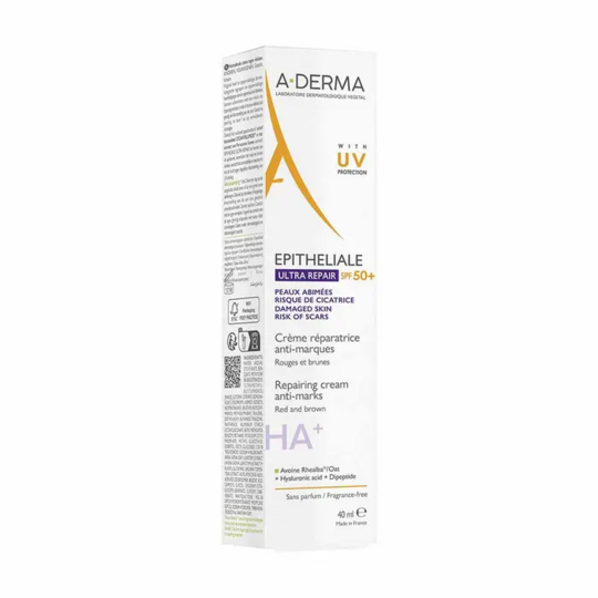 A-Derma Epitheliale A.H Crème réparatrice protectrice ultra SPF 50+ 40 ml – Réparation cutanée et protection solaire