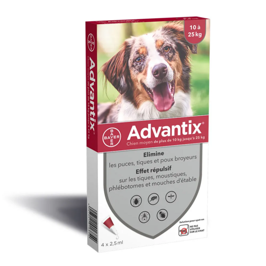 Advantix Chien Moyen 10-25 kg 4 Pipettes