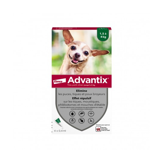Advantix Très Petit Chien 1.5-4 kg 4 pipettes