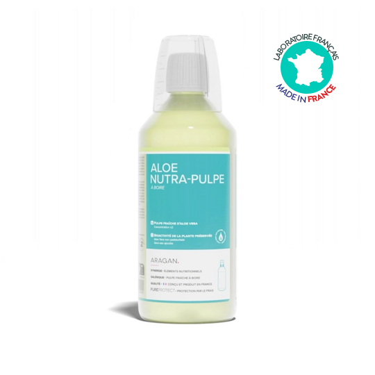 Aloe Nutra-Pulpe Aragan 500 ml Jus d’Aloe vera à boire 99,5 % – Confort digestif et flore intestinale