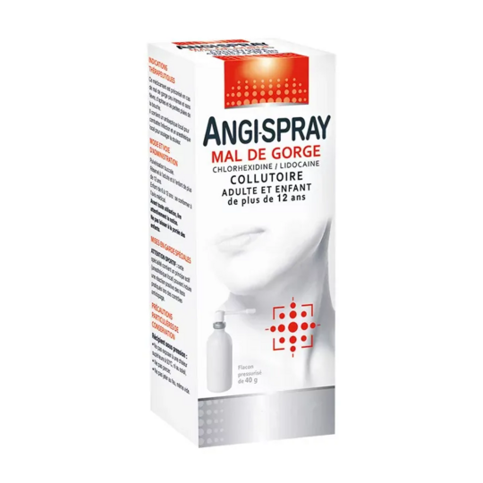 Angi-Spray Mal de Gorge Collutoire 40 g – Chlorhexidine et Lidocaïne
