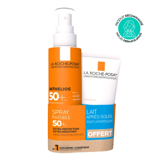La Roche-Posay Anthelios DUO Spray protection solaire corps SPF50+ 200 ml et Après-soleil Post-UV Exposure Offert