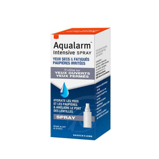 Bausch & Lomb Aqualarm Intensive Spray 10 ml – spray apaisant pour yeux secs & fatigués