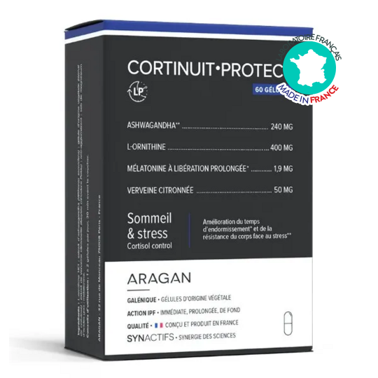 Aragan Synactifs Cortinuit protect 60 gélules – sommeil réparateur et gestion du stress – mélatonine LP et ashwagandha