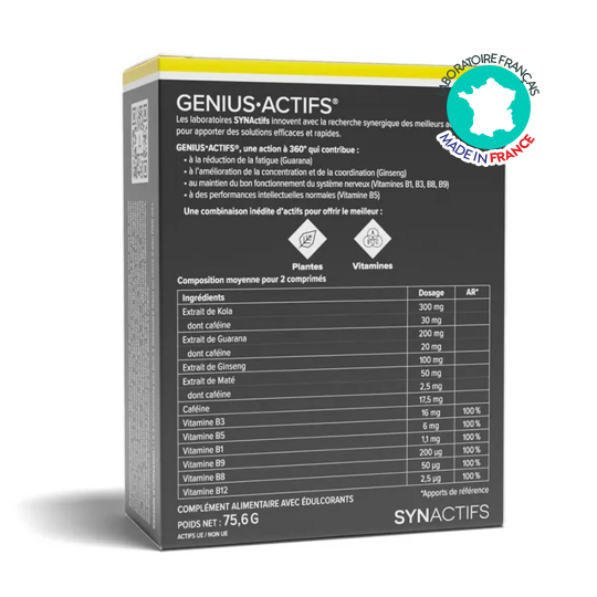 GeniusActifs Aragan 28 comprimés effervescents – Concentration, mémoire et énergie mentale
