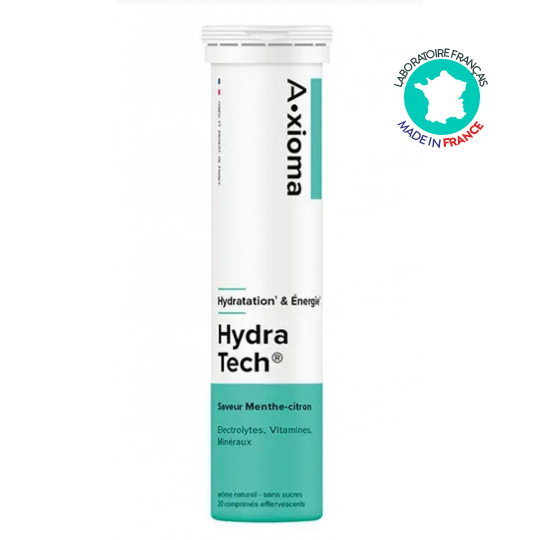 Aragan AXioma HydraTech électrolytes hydratation énergie menthe citron 20 comprimés effervescents
