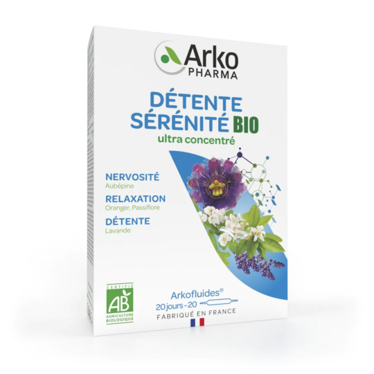 Arkofluides Détente et Sommeil Bio 20 Ampoules