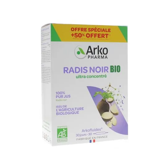 Arkogélules Radis Noir Bio 20 Ampoules + 10 Offertes