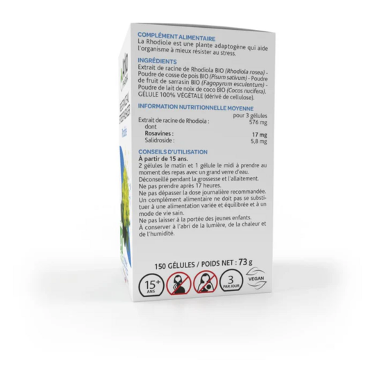 Arkopharma Arkogélules Rhodiole BIO Résistance au stress & performance cognitive 150 gélules