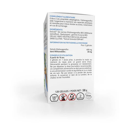 Arkopharma Arkogélules BIO Ashwagandha 120 gélules - Surmenage Résistance physiques et emotionnelle