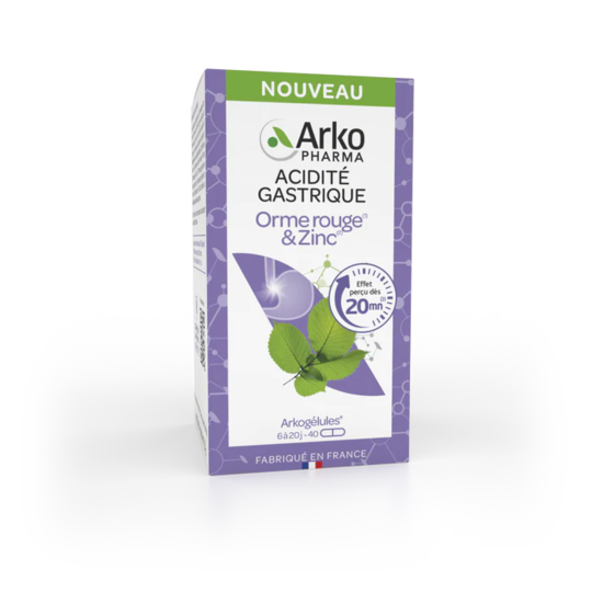 Arkopharma Arkogélules Orme rouge et Zinc - Confort digestif & protection de la muqueuse gastrique 40 gélules