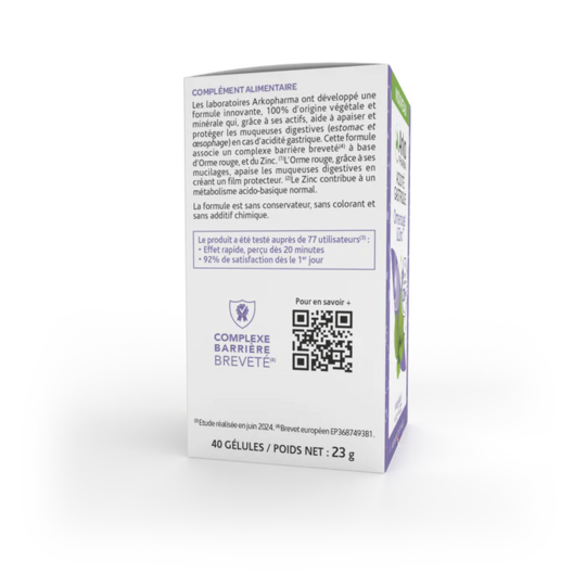 Arkopharma Arkogélules Orme rouge et Zinc - Confort digestif & protection de la muqueuse gastrique 40 gélules