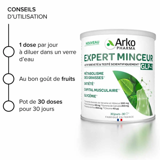 Arkopharma GLP-1 Expert Minceur 270 g – Contrôle de l’appétit & Métabolisme des graisses