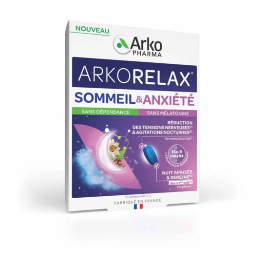 Arkopharma Arkorelax sommeil et anxiété 15 comprimés - Tensions nerveuses et agitations nocturnes