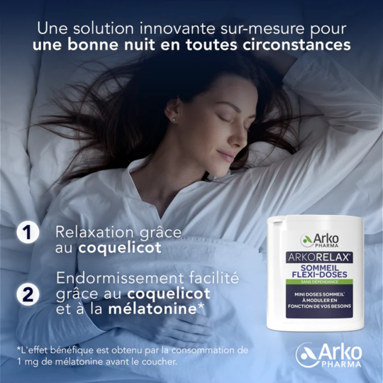Arkopharma Arkorelax Sommeil Flexi-doses Endormissement rapide & sommeil réparateur 60 comprimés