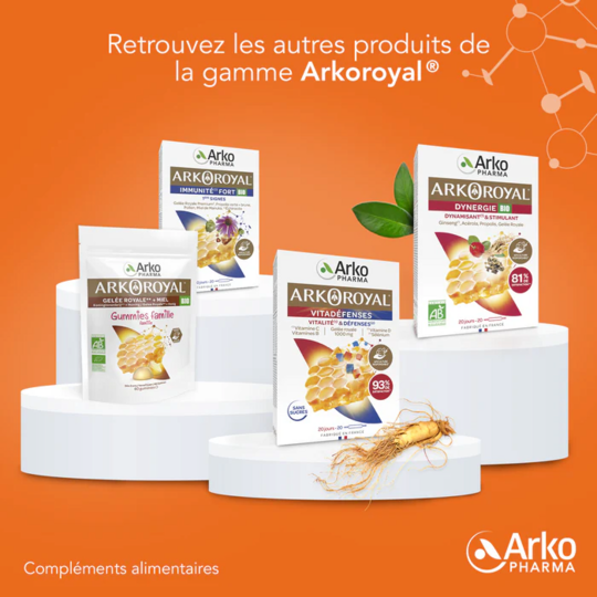 Arkopharma Arkoroyal Vitadéfenses Soutien immunitaire & énergie naturelle 20 ampoules