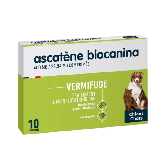Biocanina Ascatène Vermifuge Chiens et Chats – Vermifuge chiens et chats – Comprimés – Boîte de 10 comprimés