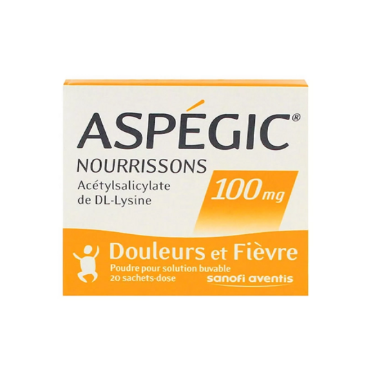 Aspégic 100 mg Nourrissons 20 sachets – Médicament aspirine contre fièvre et douleur
