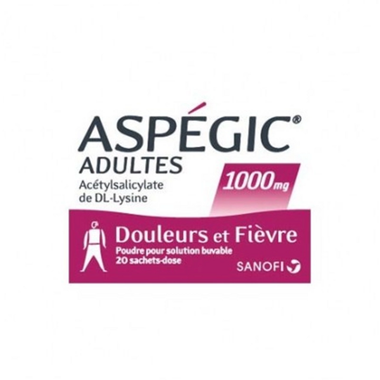Aspégic 1000 mg Adultes 30 sachets – Médicament aspirine douleurs et fièvre